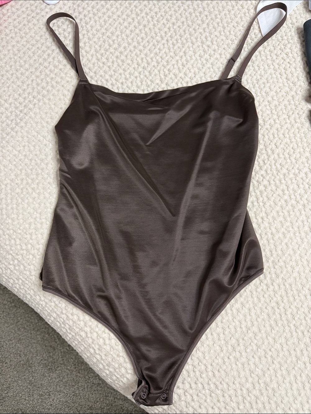 Skims brown silk bodysuit